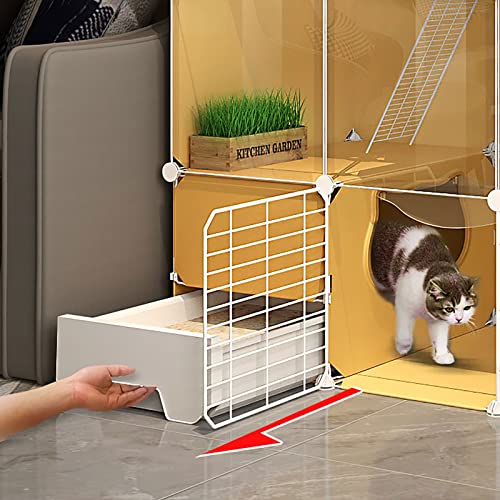 Large Cat Cage Metal Wire Indoor DIY Kennels Crate with Cat Litter Box W4367