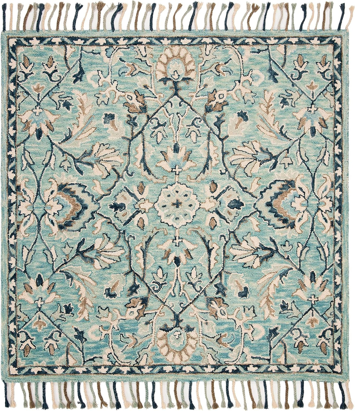 Blue/Ivory Handmade Wool Runner Rug Z82983