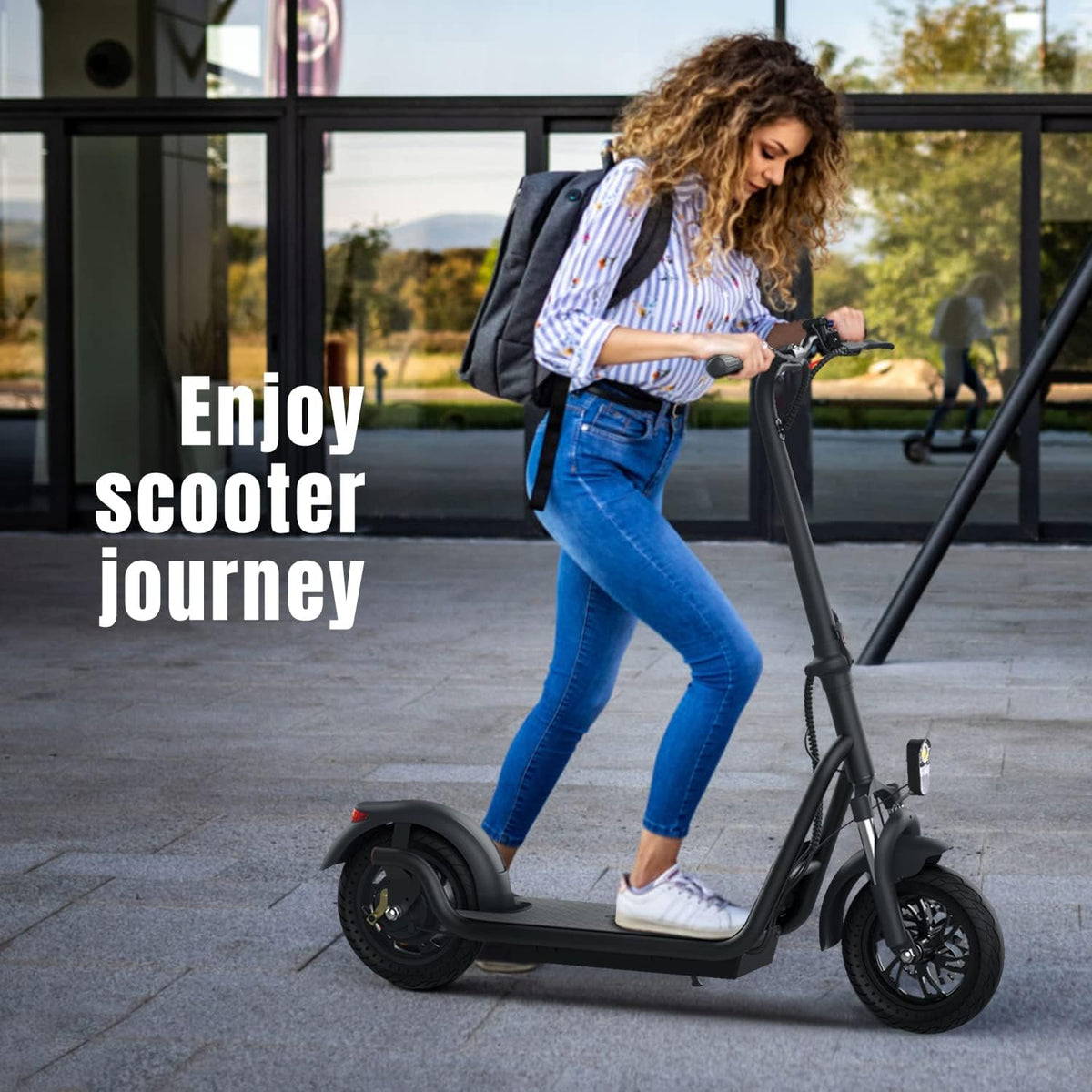 Electric Kick Scooter with 350W Brushless Motor, 50 Miles Long-Range Battery, Foldable S2343