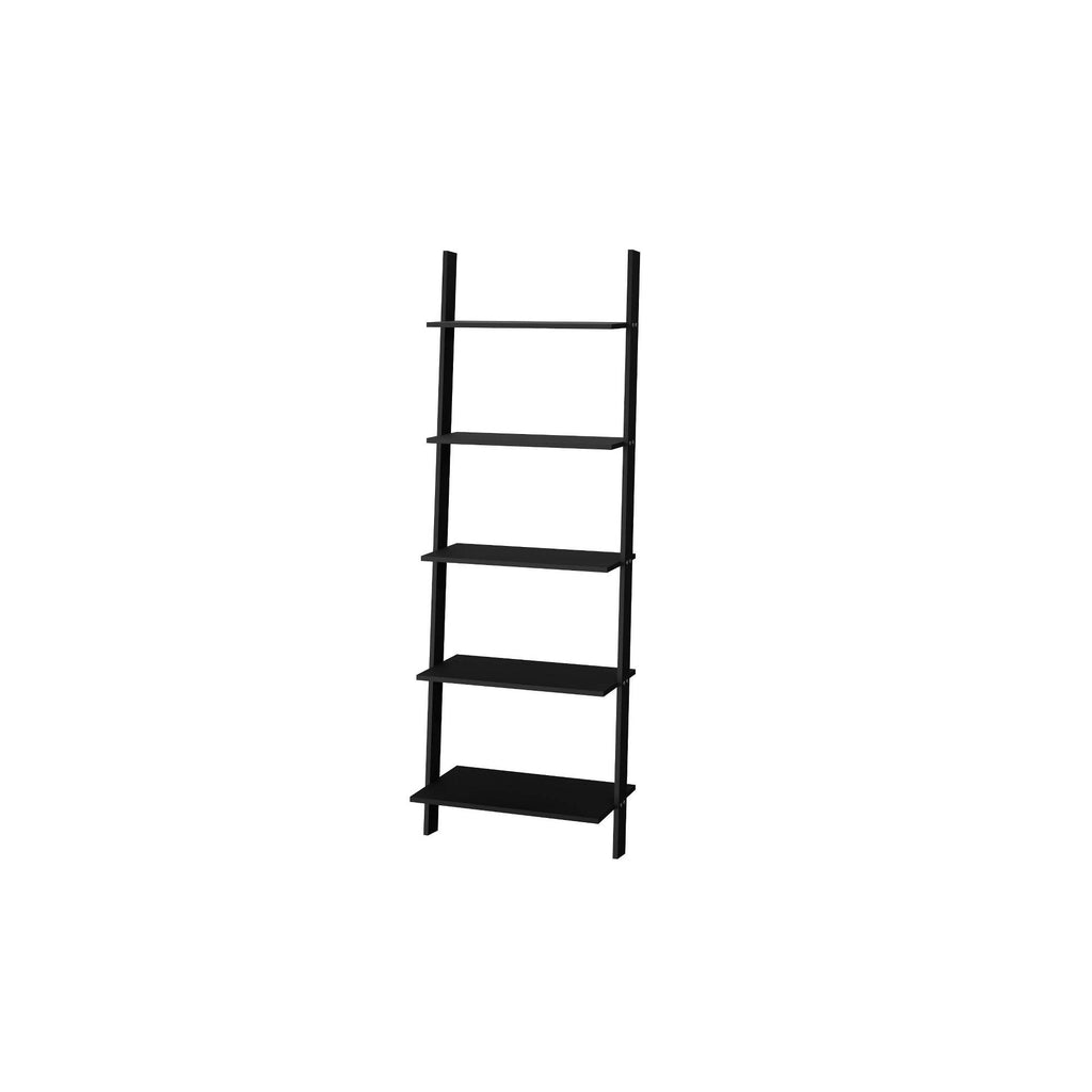 Black 5-Shelf Floating Ladder Bookcase V6452