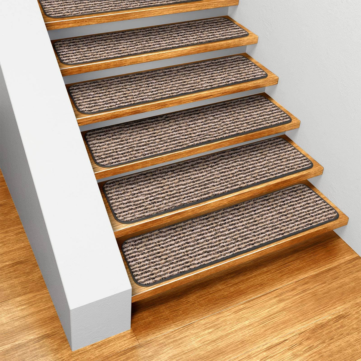 Set of 15 Skid-Resistant Carpet Stair Treads Black 8 in. x 23.5 in. Z193