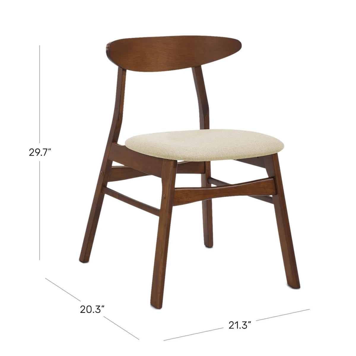 Beige Solid Wood Upholstered Dining Side Chair Set of 2 D364101