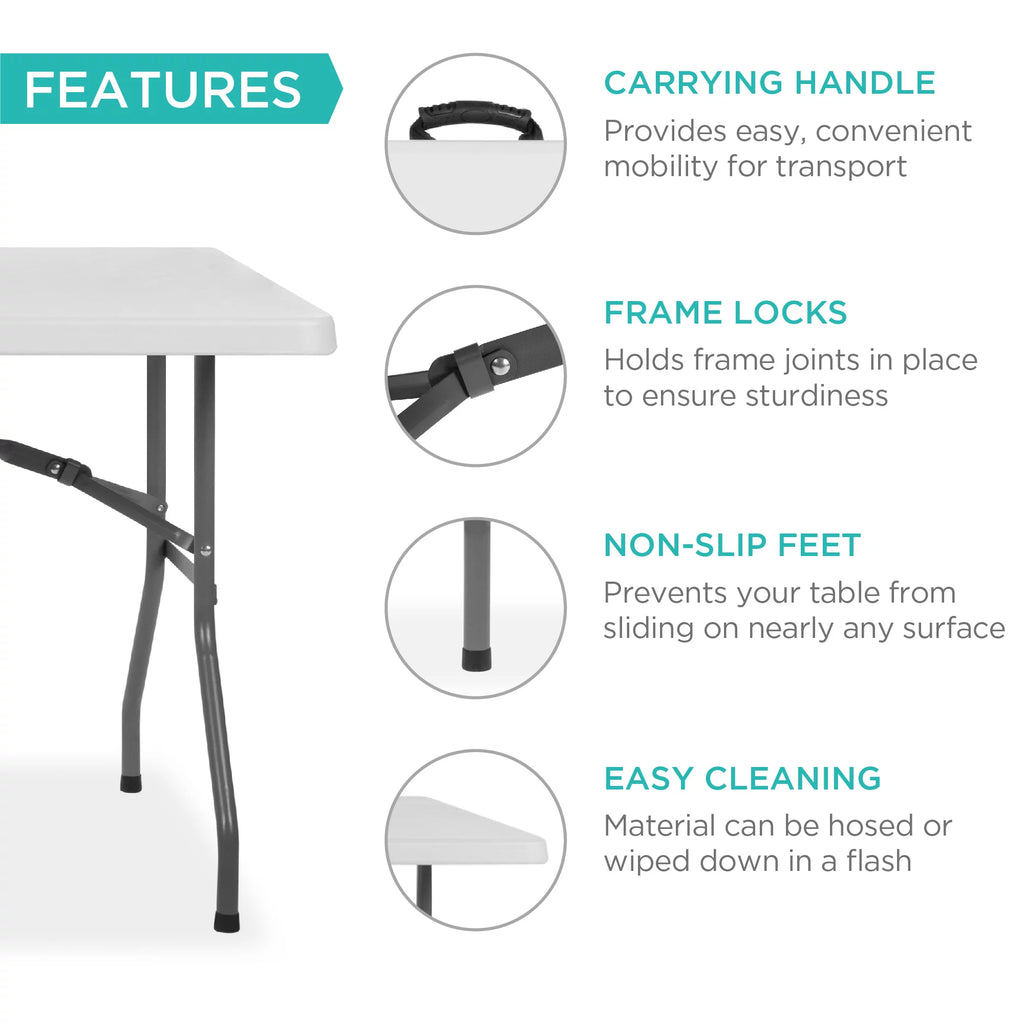 6ft White Plastic Folding Table N8374