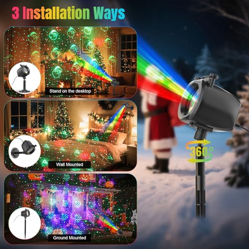 Waterproof RGB Laser Projector Lights with RF Remote and Timer V971