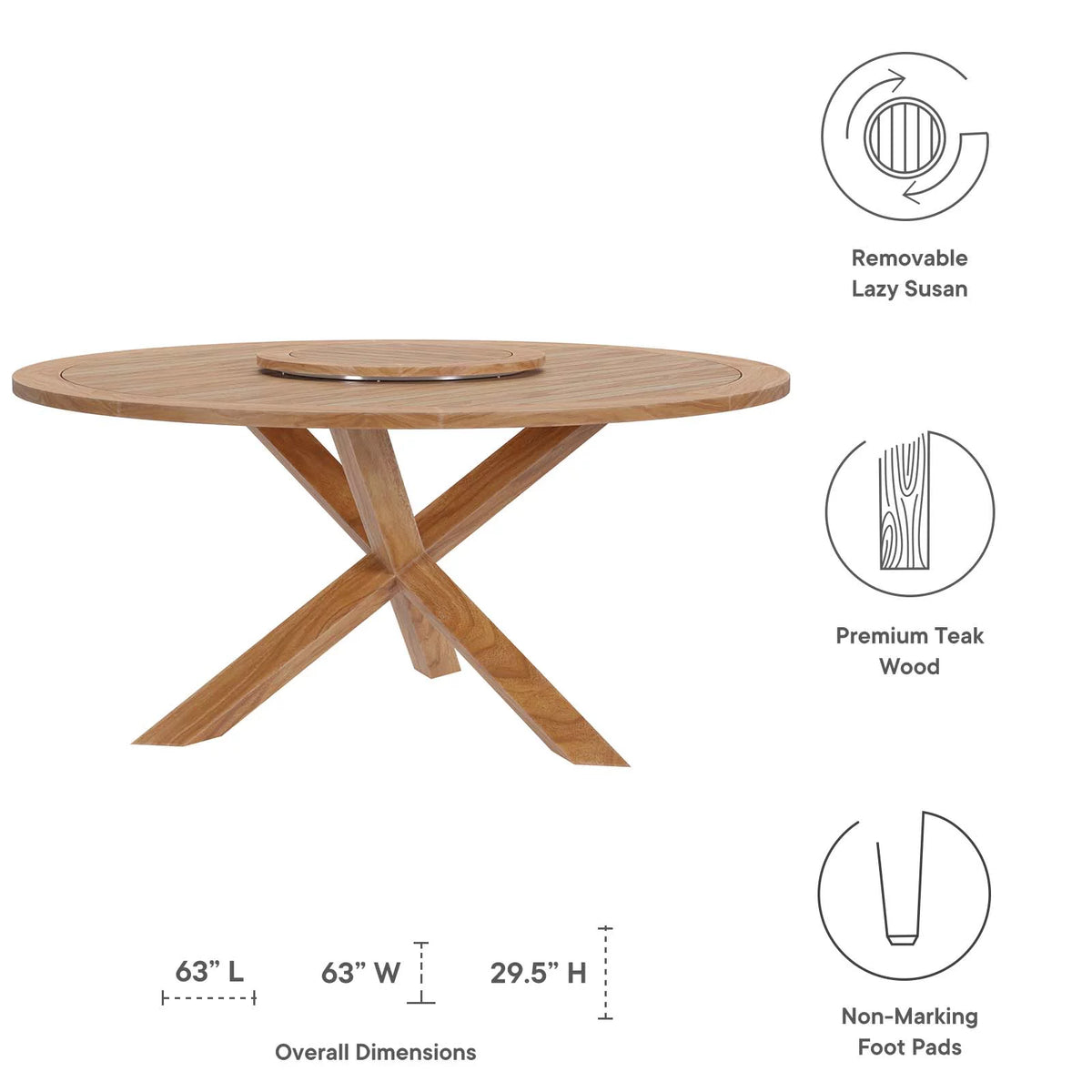 5-Piece Teak Wood Outdoor Dining Set M372