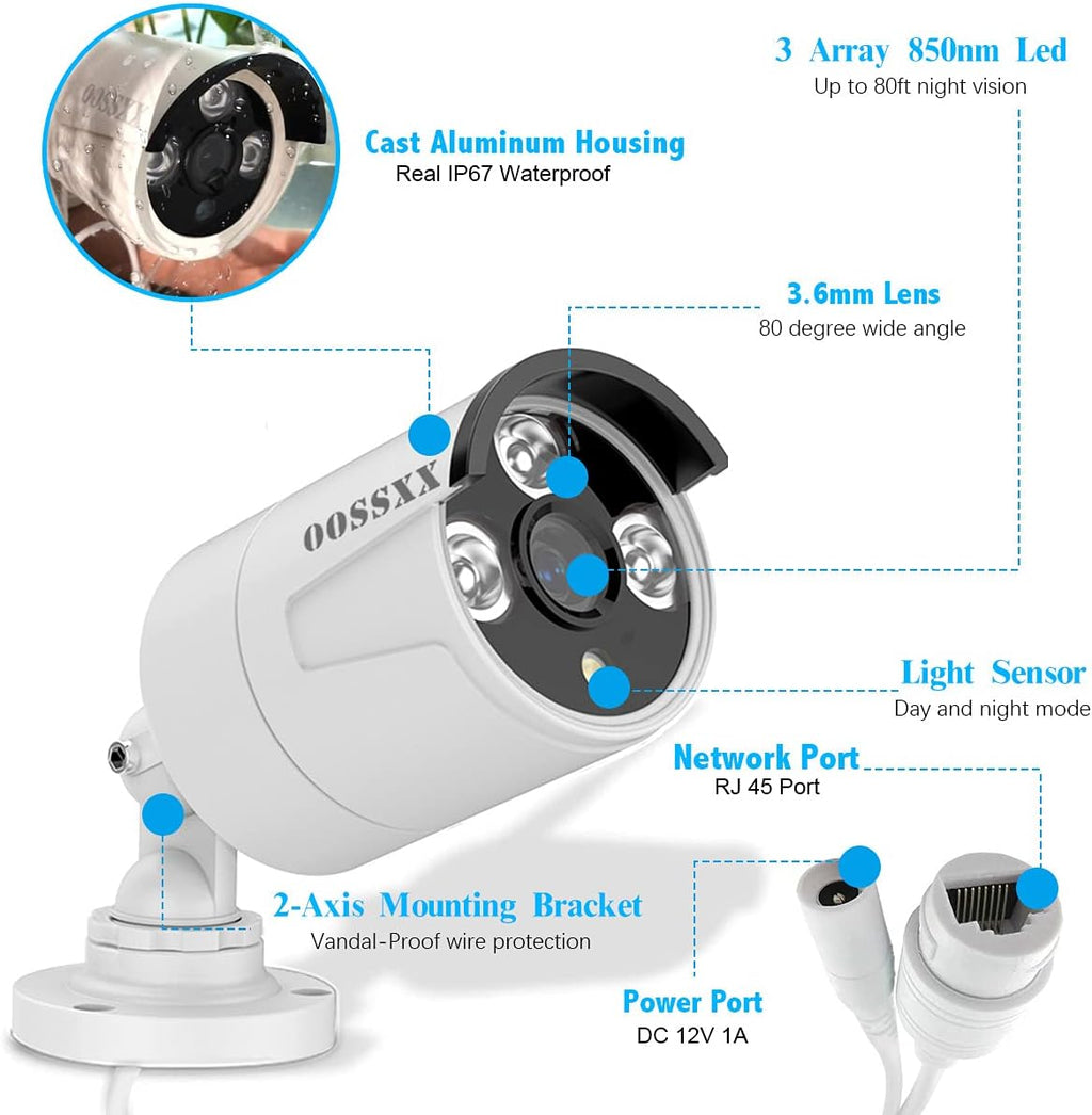 8CH 5MP POE Security Camera System with 4TB Hard Drive X811