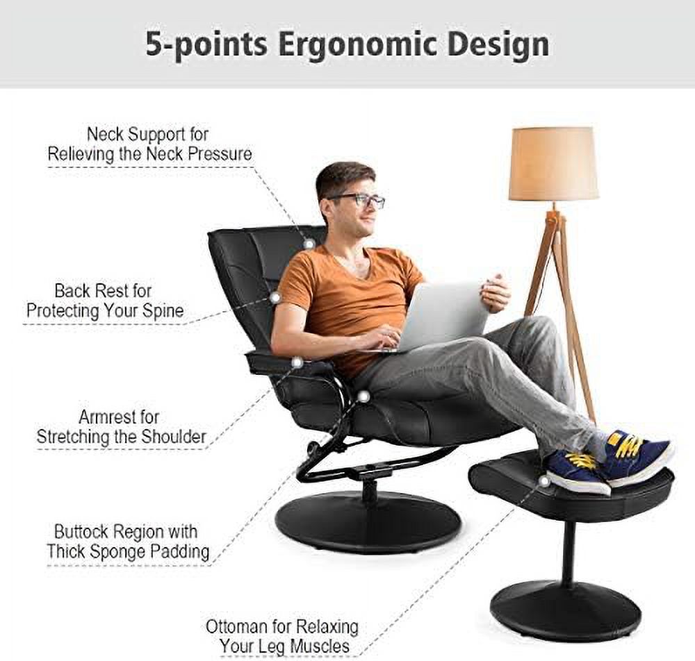 Black PU Leather Recliner Chair with Ottoman O37440