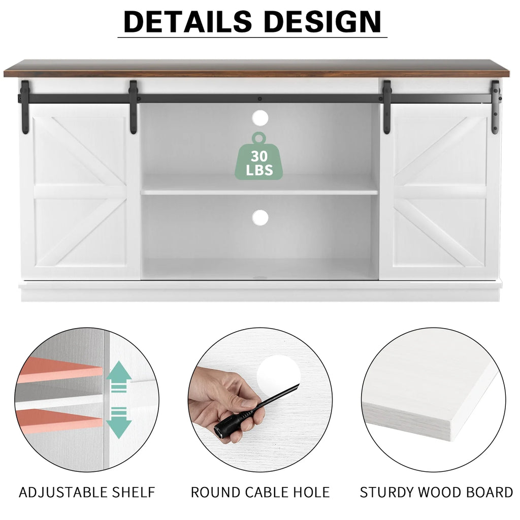 White Sliding Barn Door TV Stand J753077