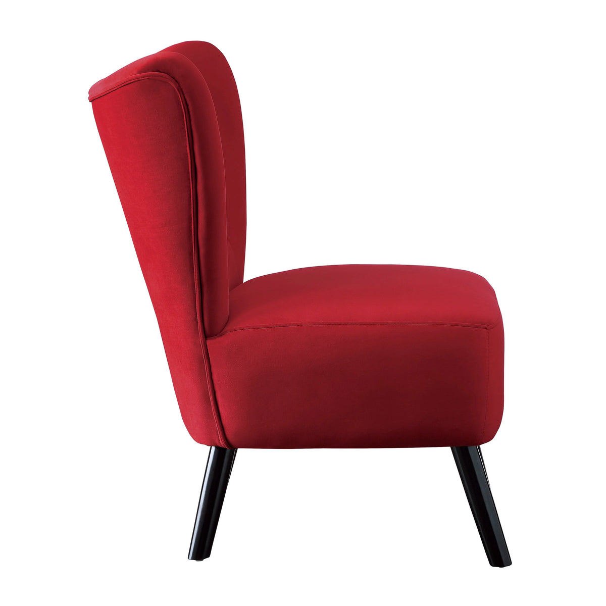 Red Button-Tufted Accent Chair with Wood Legs L585