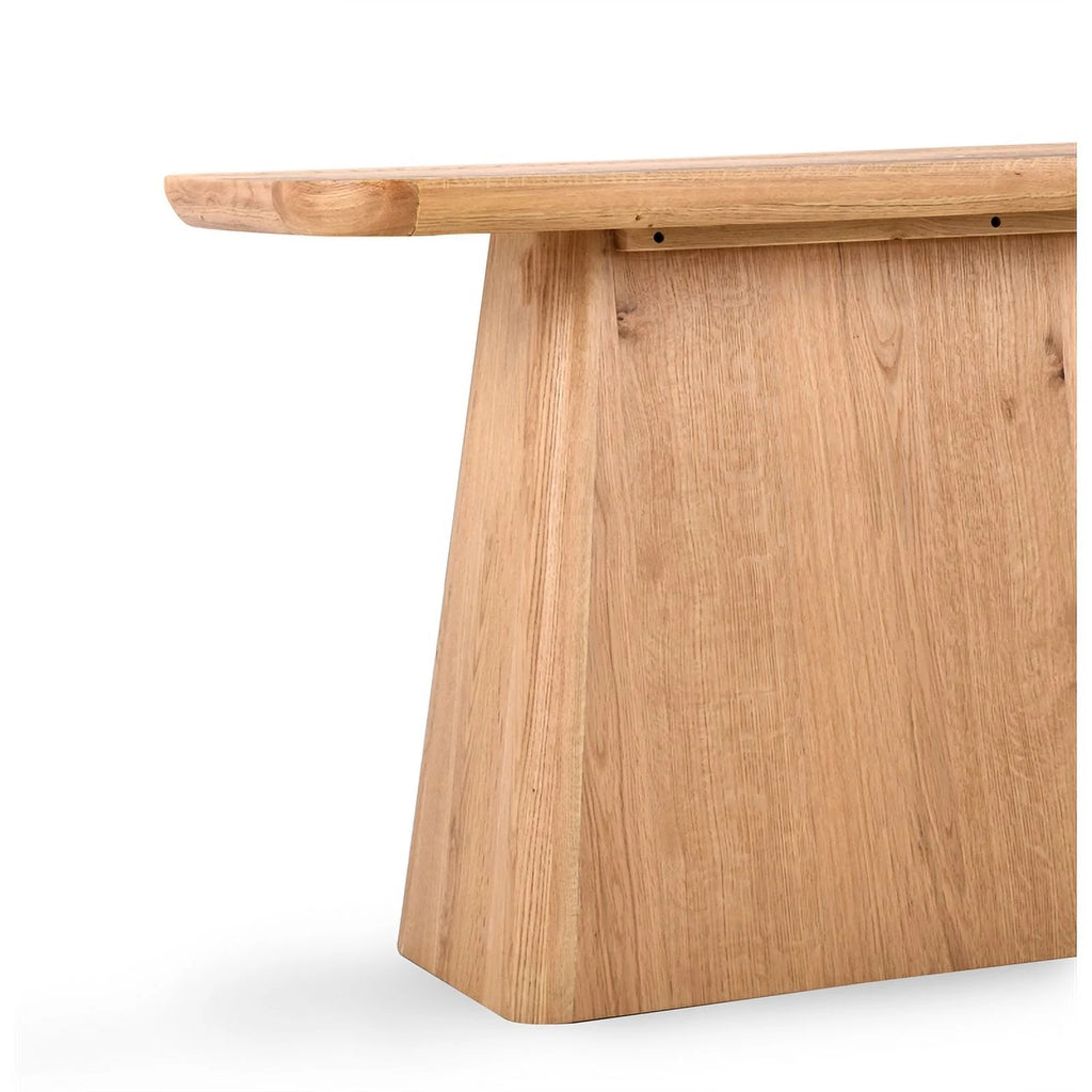 72" Oak Wood Console Table with Pedestal Base U4924