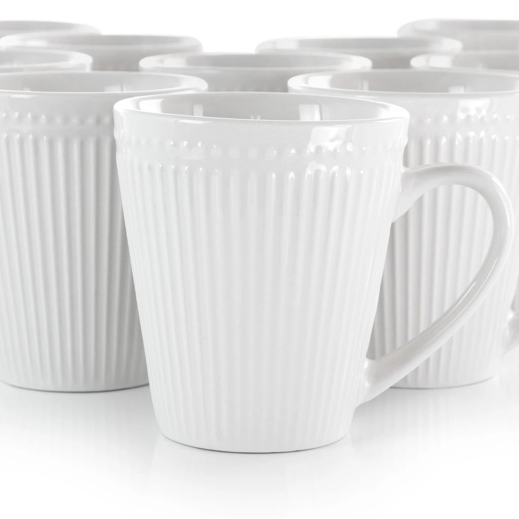 12 Piece Porcelain Mug Set in White H284