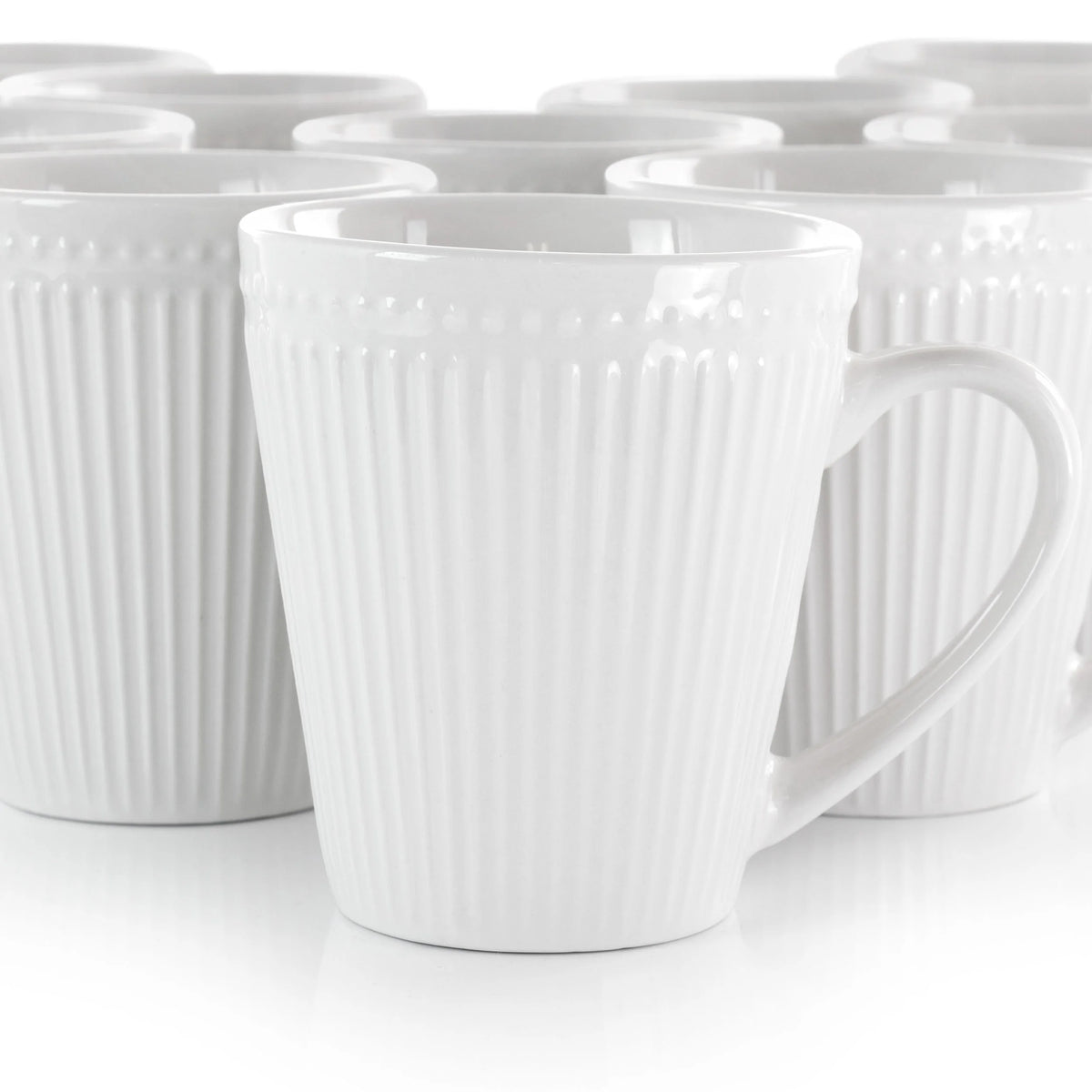 12 Piece Porcelain Mug Set in White H284