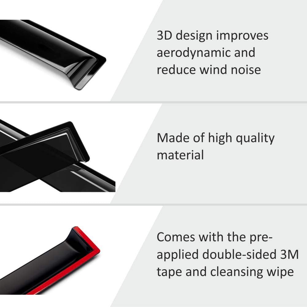 Glass Tape-on Rain Guards for Toyota RAV4 SUV, 4 Pieces K225