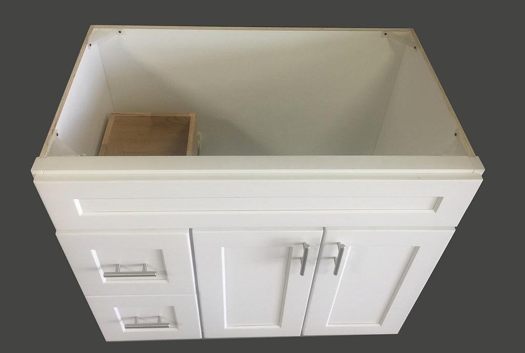 White Shaker Single-sink Bathroom Vanity Base Cabinet 36 Wide x 21 Deep B822448