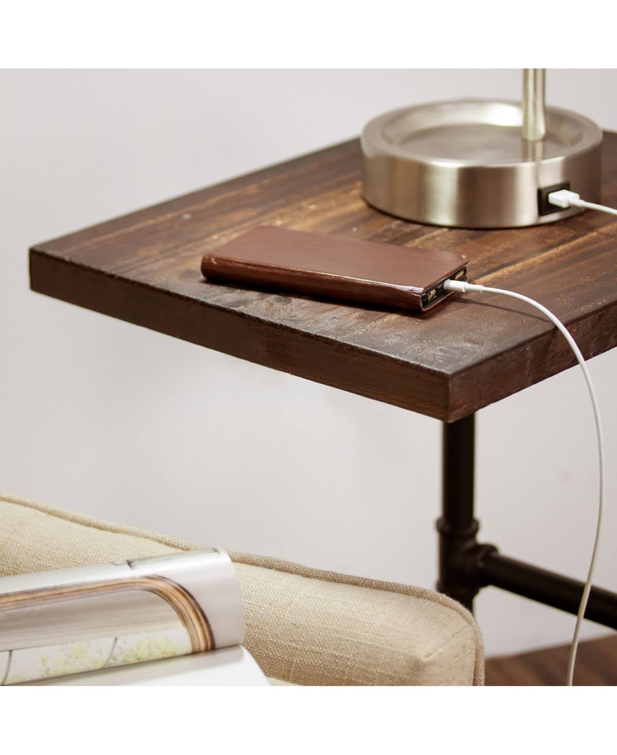 Brown Wood End Side Table V520588