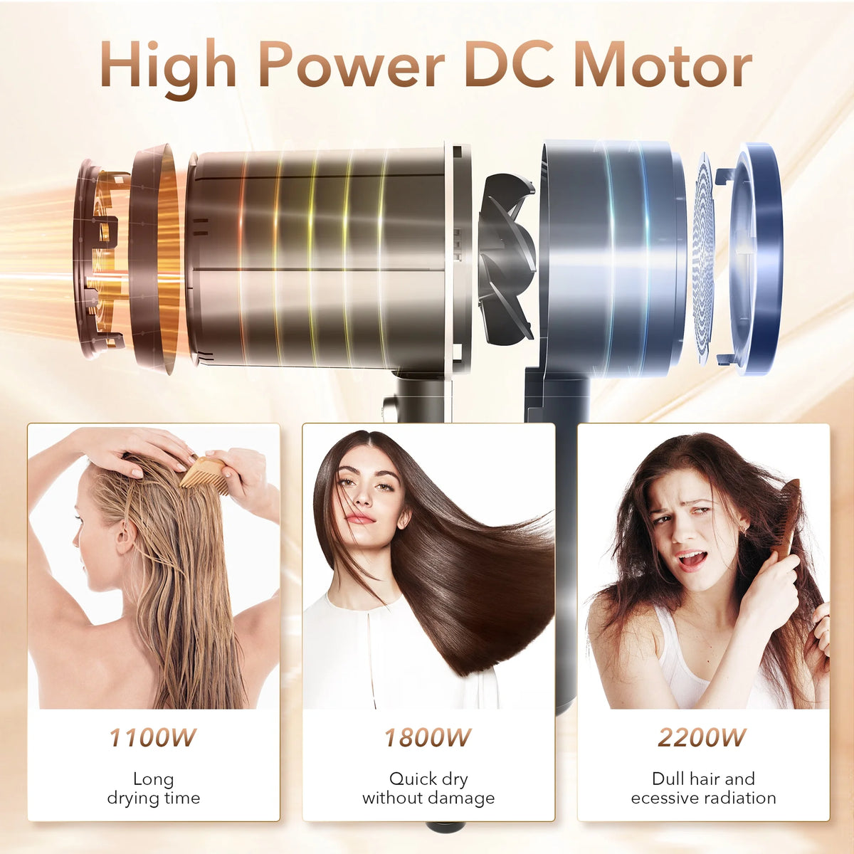 Black 1800W Ionic Hair Dryer U6774