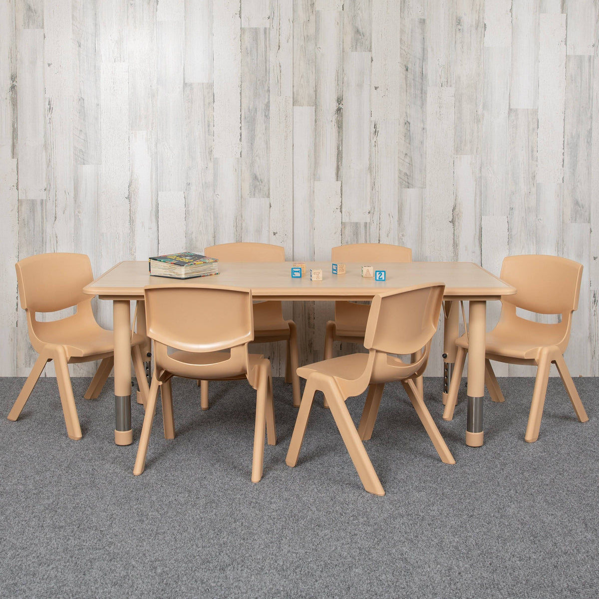 Rectangle Plastic Activity Table Set with 6 Chairs V324619