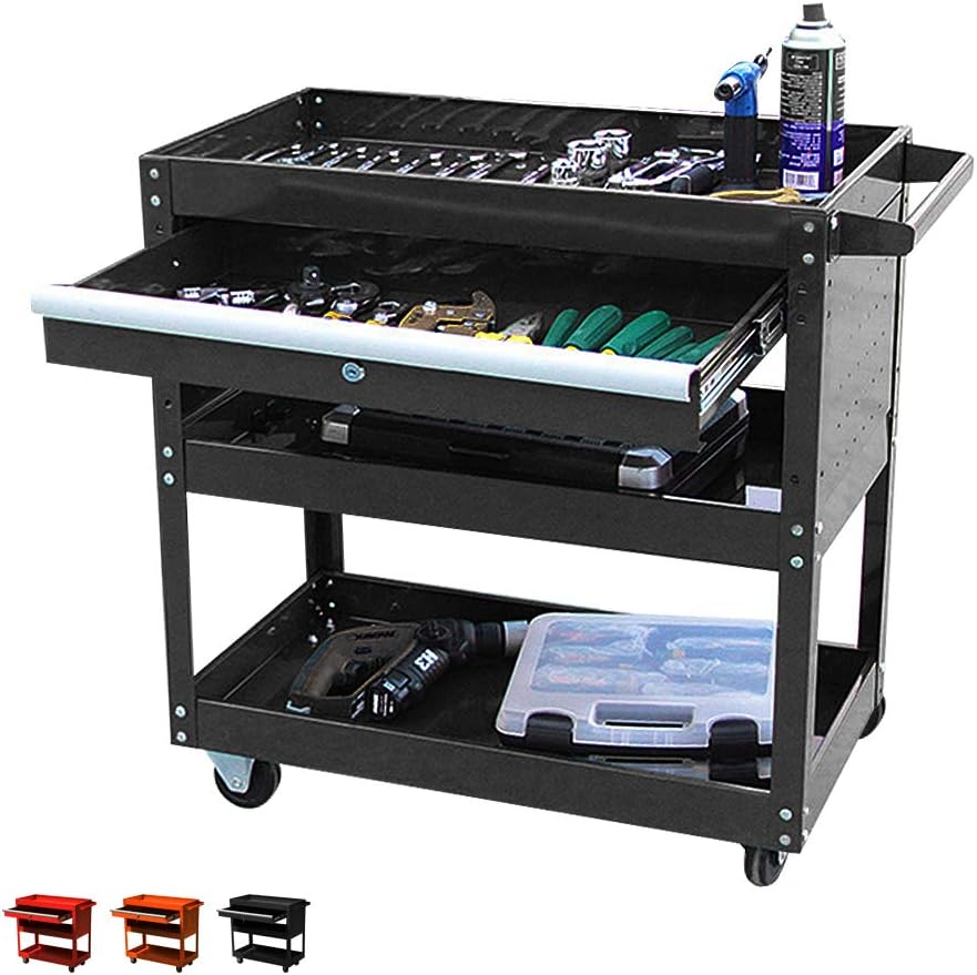 Black Rolling Tool Cart with Ball-Bearing Slides Y48969