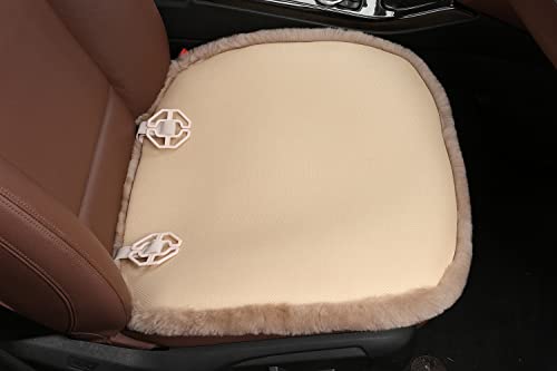 Beige Sheepskin Auto Front Seat Cushion Car Seat Cover Q25146