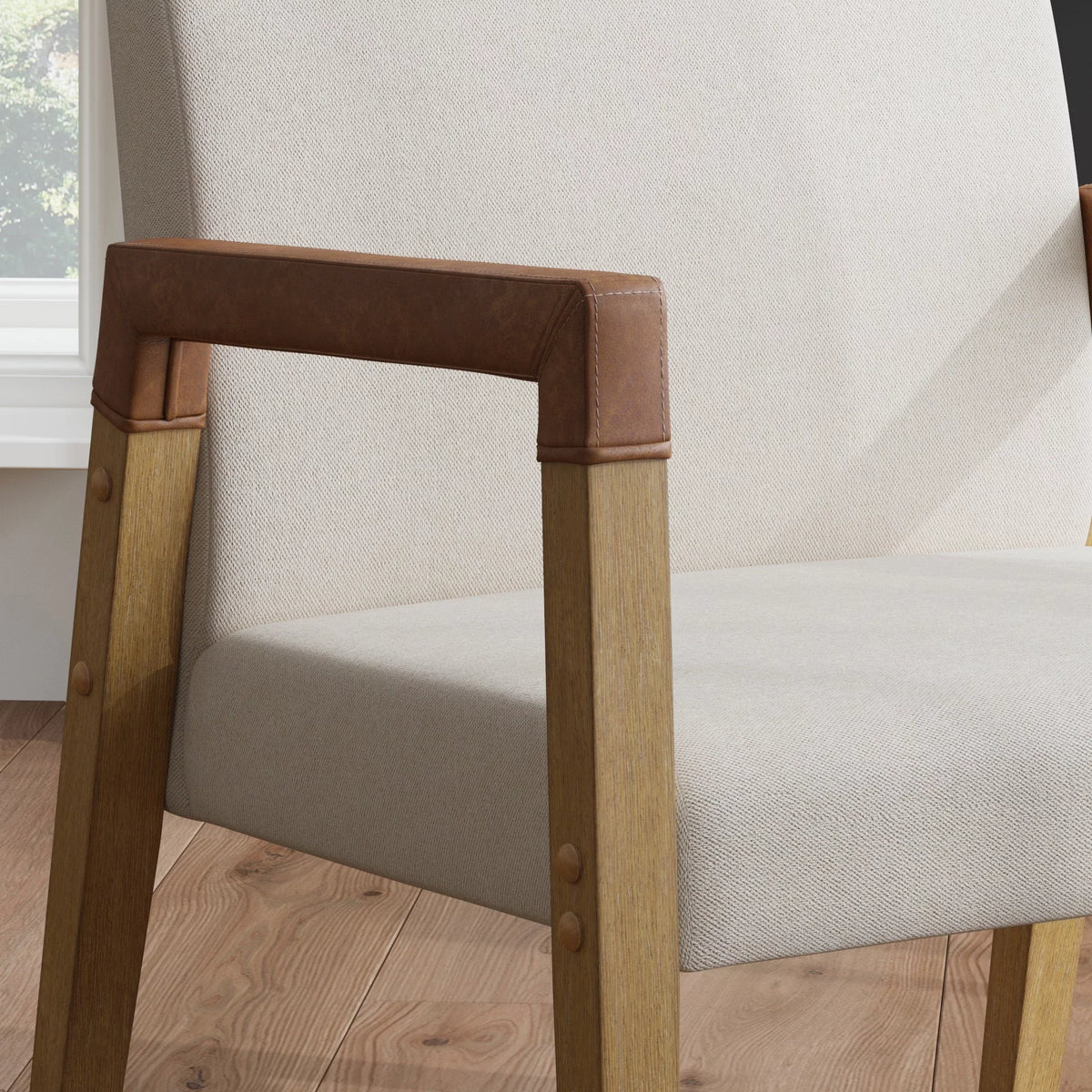 Natural Flax Upholstered Accent Chair with Arms N151914