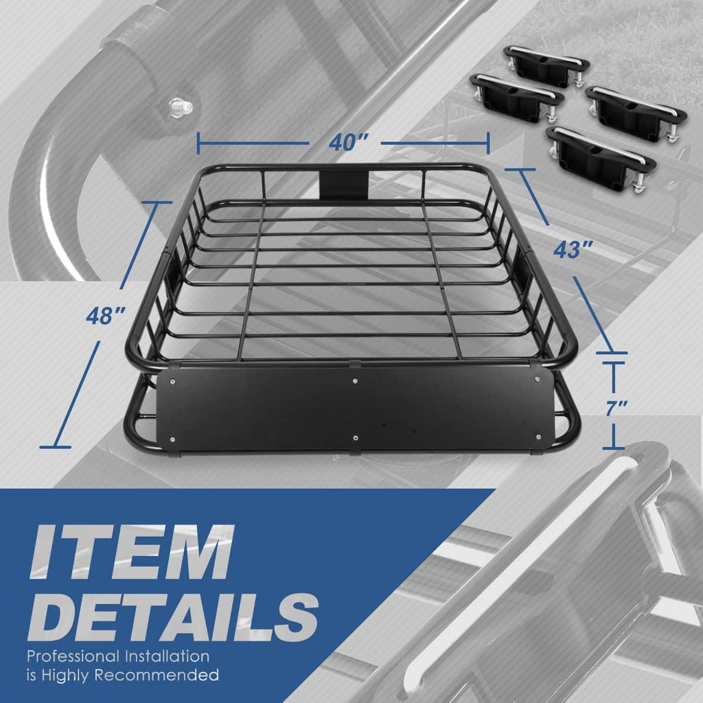 Black Mild Steel Roof Rack Cargo Carrier Basket D402481