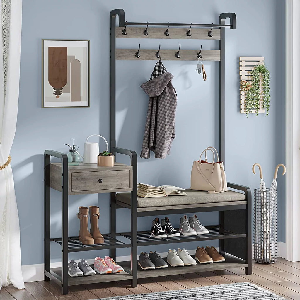 Oak Grey Hall Tree with Storage R5561