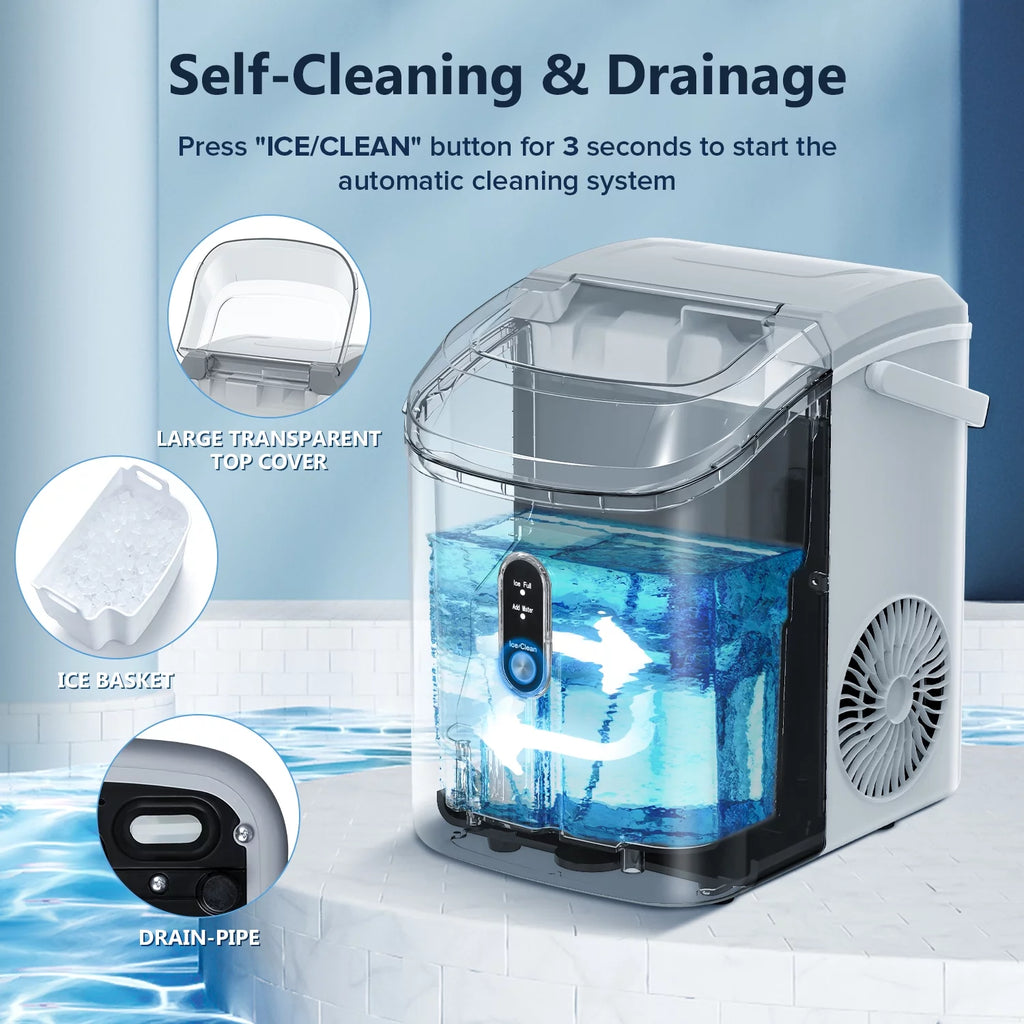 Nugget Ice Maker Countertop with Soft Chewable Pellet Ice, 34lbs/24H, Self-Cleaning, Gray S951
