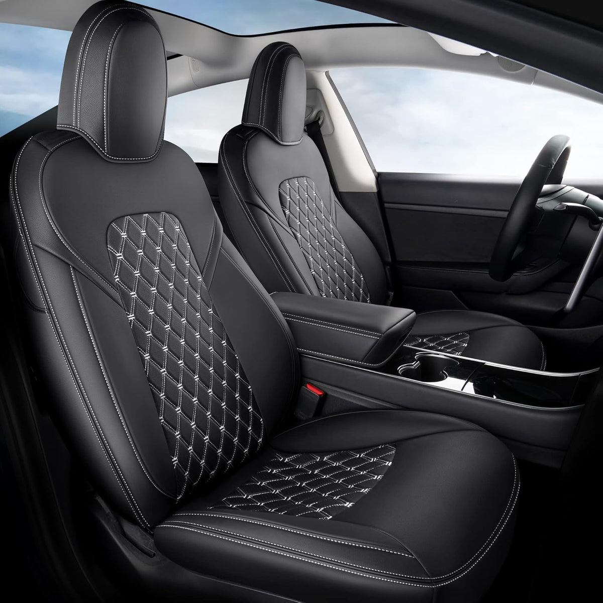 Pu Leather Car Seat Covers Full Set 5 Seatings Black Y845