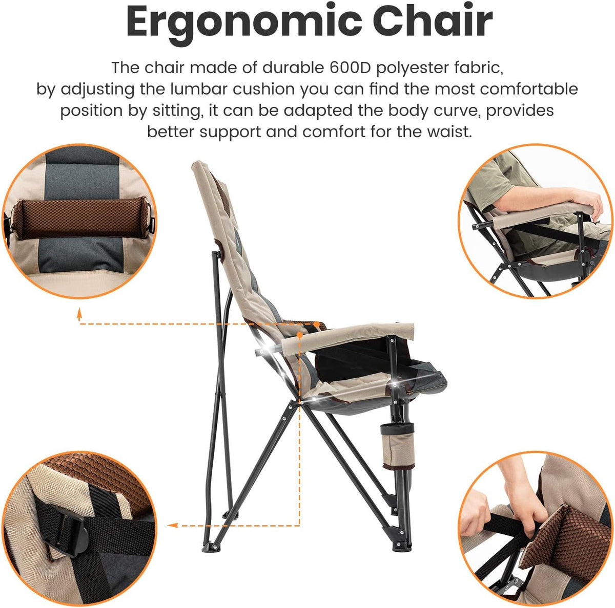 Folding Camp Chair with Lumbar Support Z8151