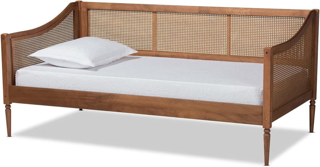 Brown Finished Wood and Synthetic Rattan Twin Size Daybed K144780
