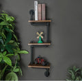 Black 3 Tier Wall-Mounted Pipe Shelves V7394