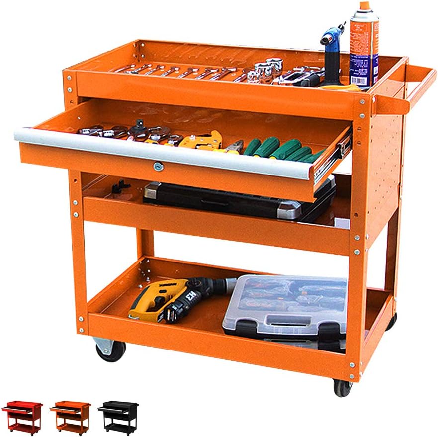 Black Rolling Tool Cart with Ball-Bearing Slides Y48969