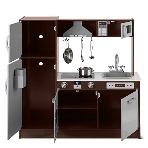 Kids Corner Wooden Kitchen Toy Playset with Stove, Oven, Sink, Fridge and Accessories J26089