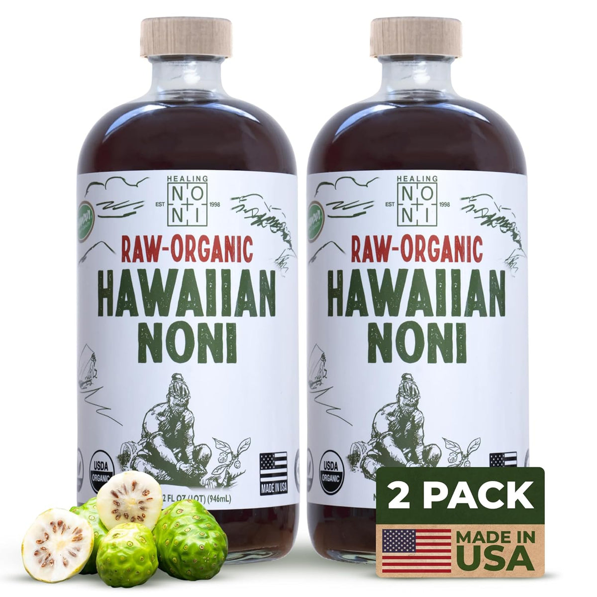 2-Pack 32oz 100% Pure Hawaiian Raw Organic Juice O2989