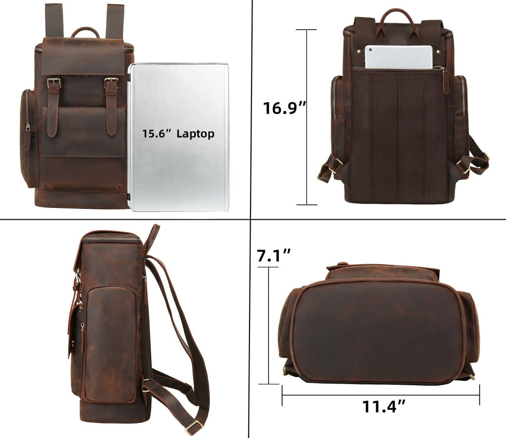 Leather 15.6 inch Laptop Backpack E8052