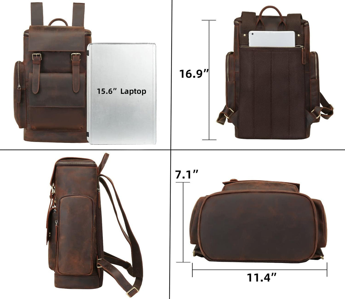 Leather 15.6 inch Laptop Backpack E8052
