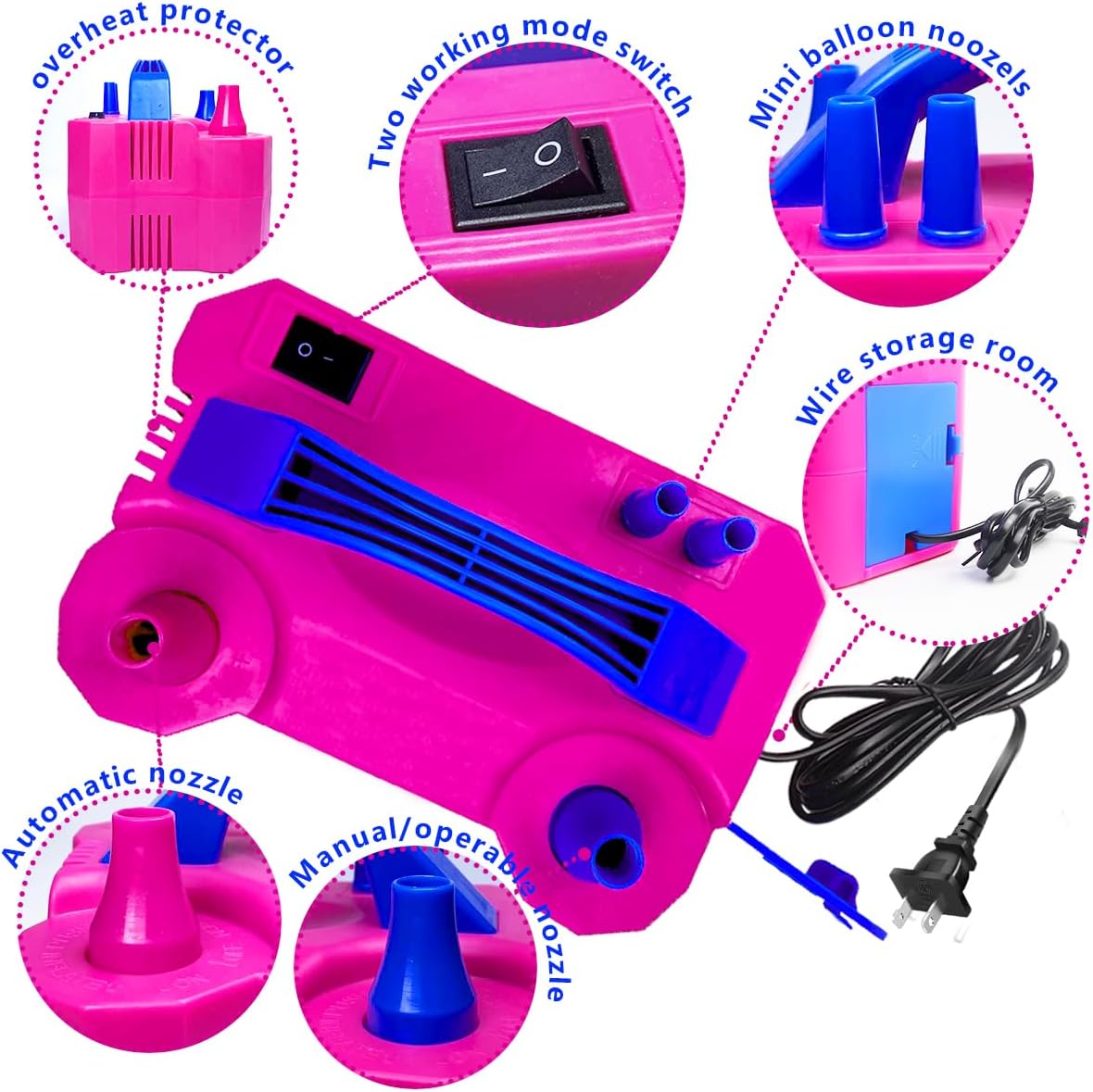 Portable 2 Modes Electric Balloon Pump with 14 Balloon Arch Kits S801535