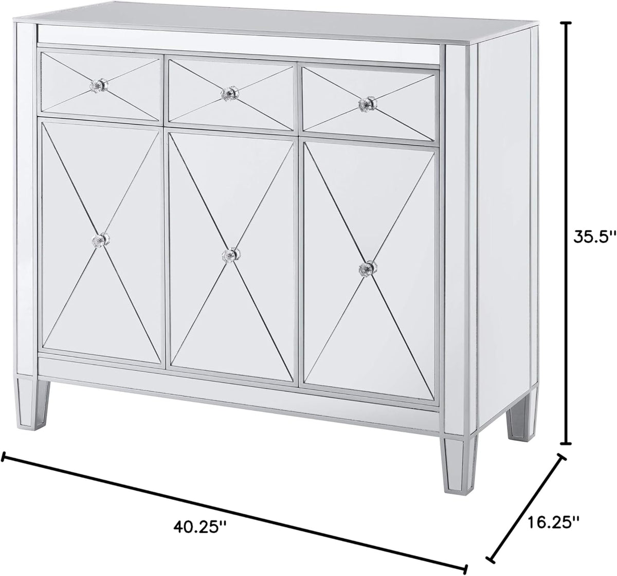 Mirrored Cabinet with Matte Silver Trim W918324