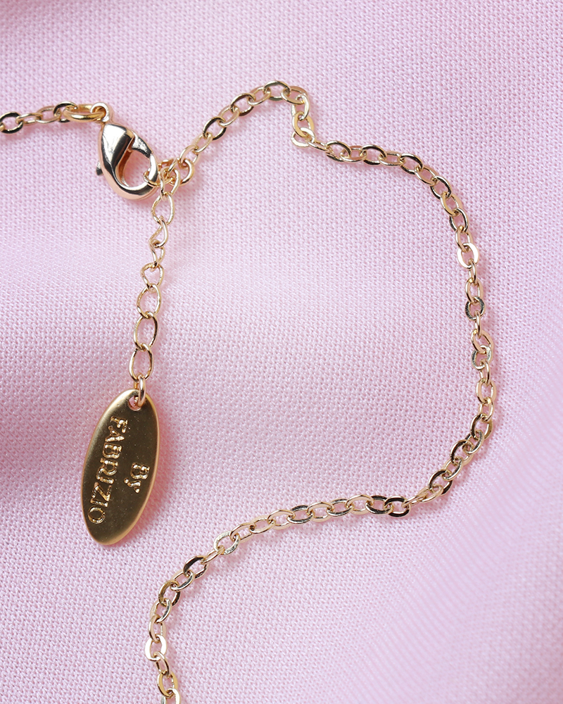 Pink Heart Charm Gold-Plated Chain Necklace K109