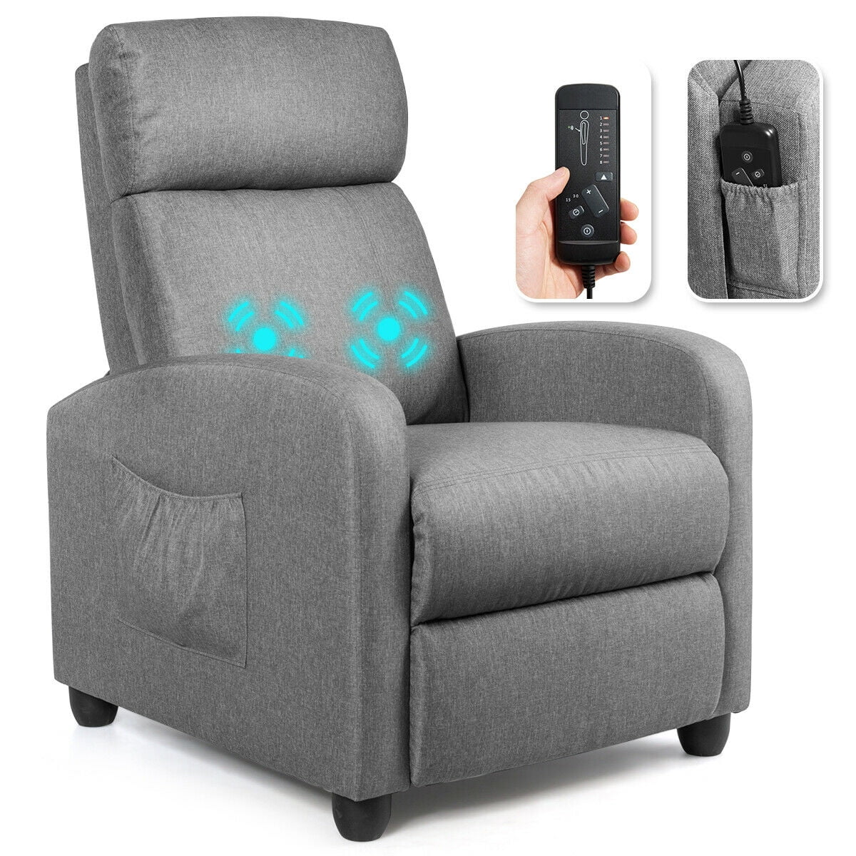 Brown PU Leather Massage Recliner Chair with Footrest H25824