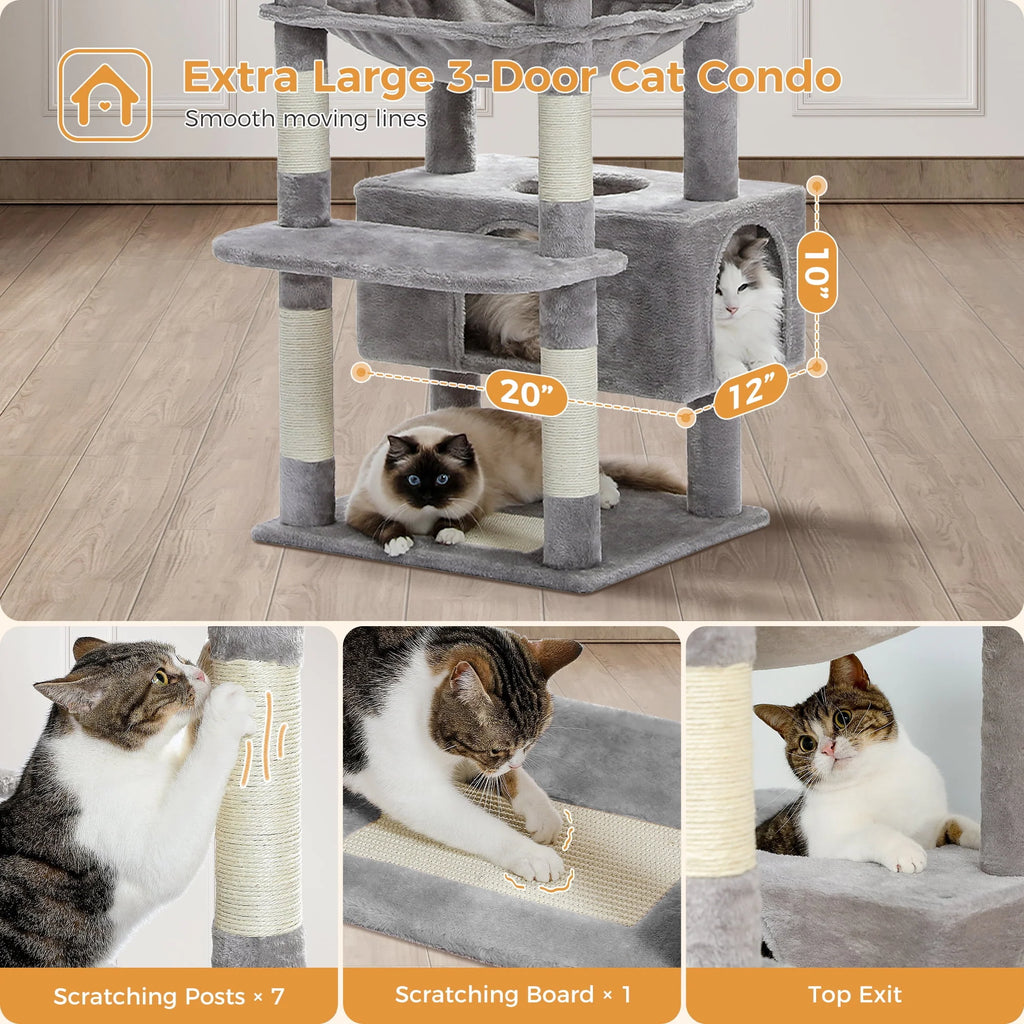 Gray Multi Level Cat Tree with 7 Scratching Posts G187