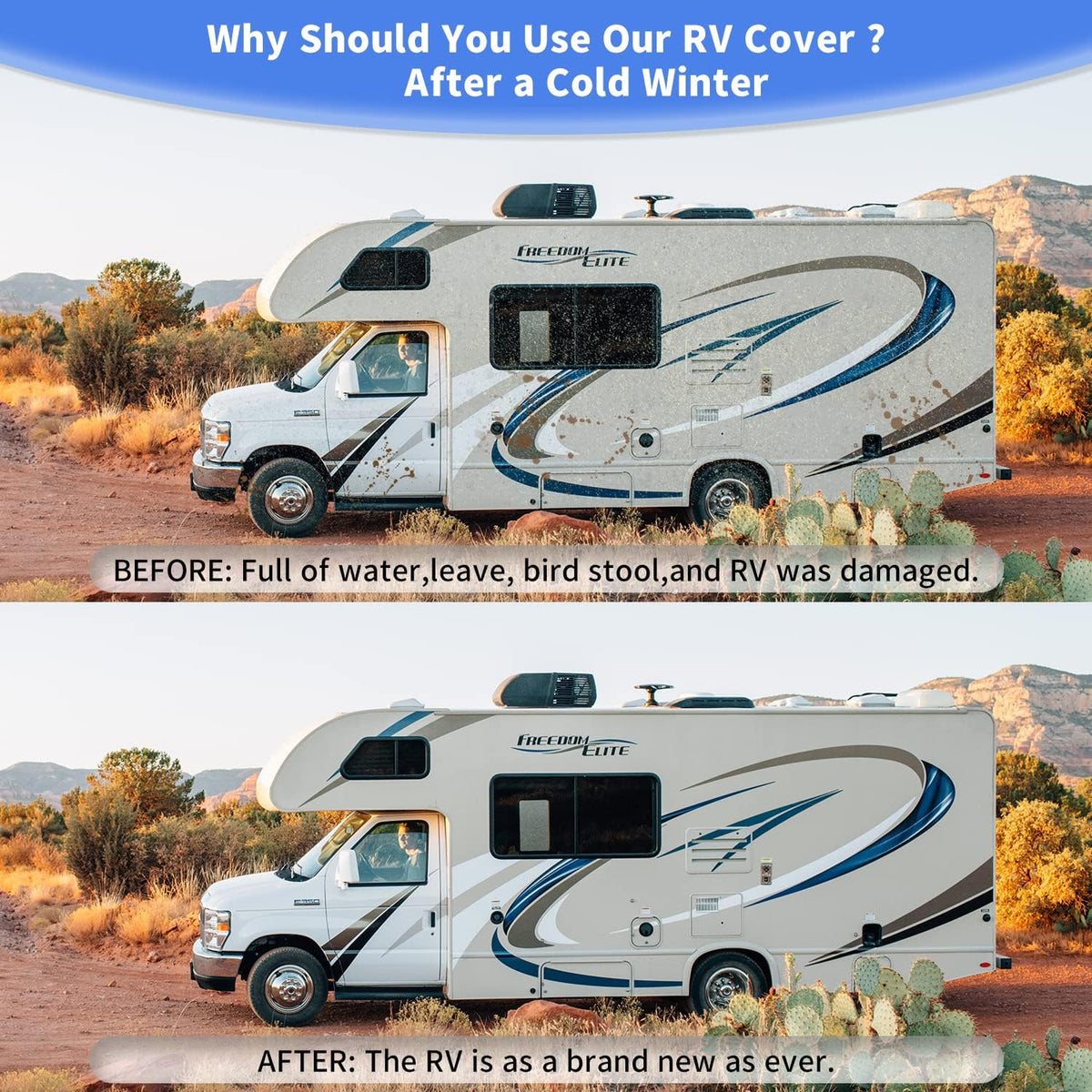 RV Cover, Extra-Thick 4 Layers Anti-UV Top Panel, Fits 33'- 37' Motorhome X2736