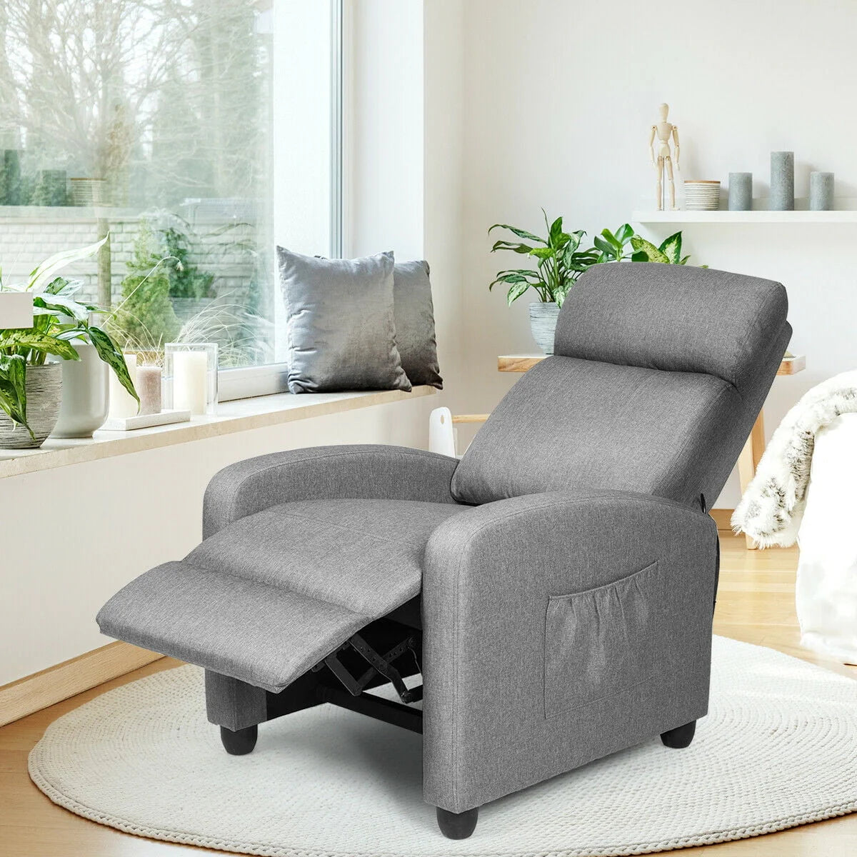 Brown PU Leather Massage Recliner Chair with Footrest H25824