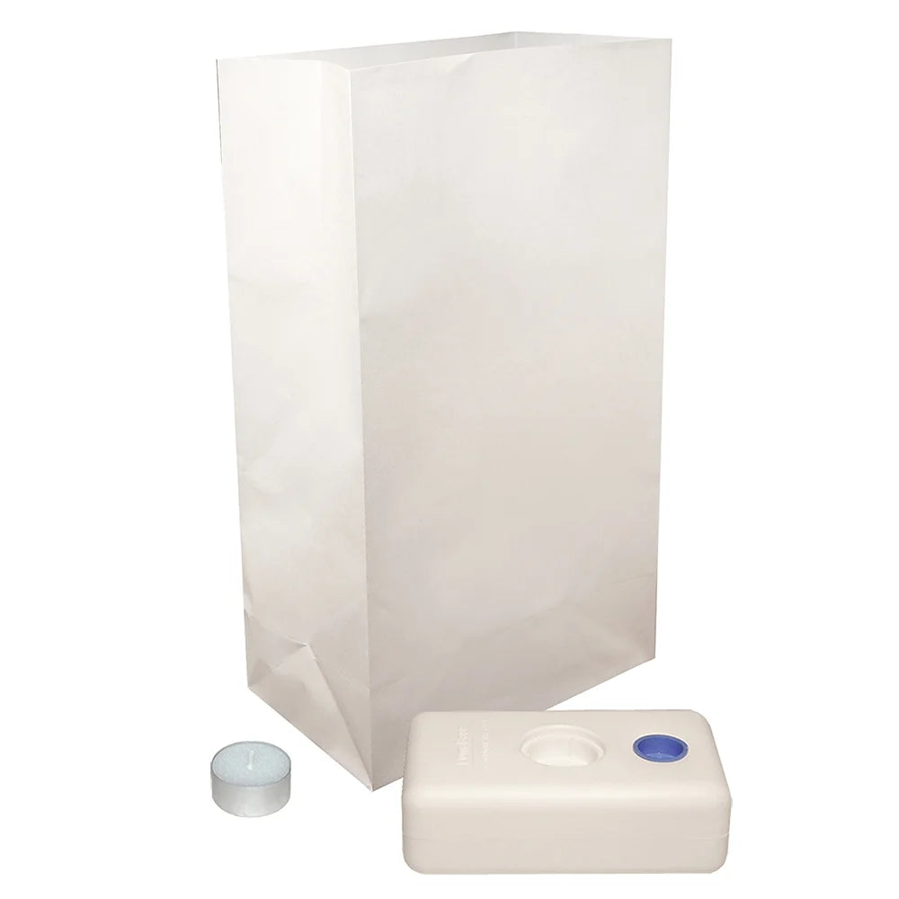 White Set of 12 Candle Luminaria Kit X928559