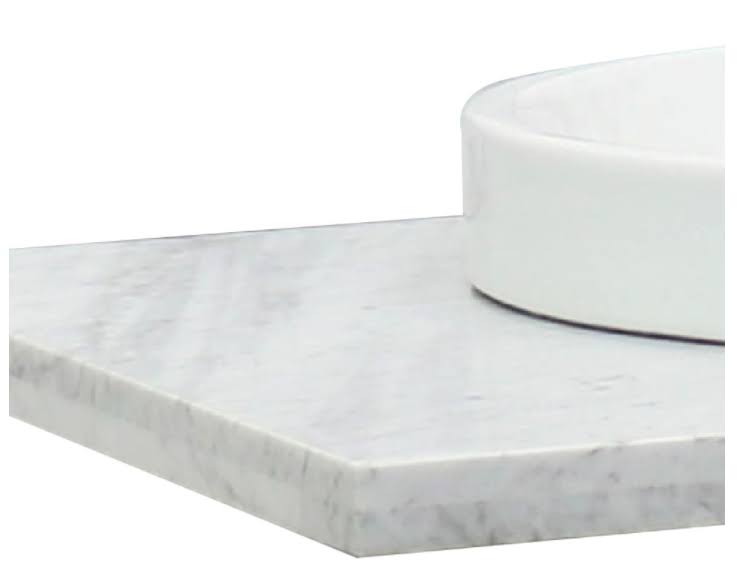 White Carrara Top Single Round Left Sink X581756