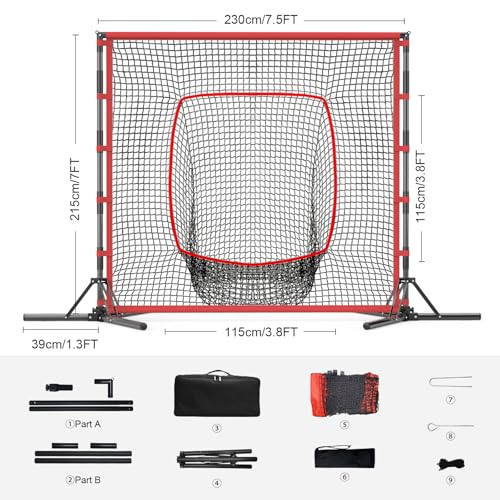 7×7ft Portable Heavy-Duty Baseball Training Net with Carry Bag I431234