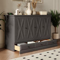 Queen Size Solid Pine Murphy Bed with Charging Station and Storage Drawer H1591