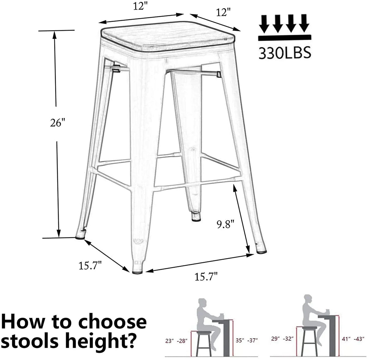 Set of 4 Metal Bar Stools Wood Seat Backless Z140
