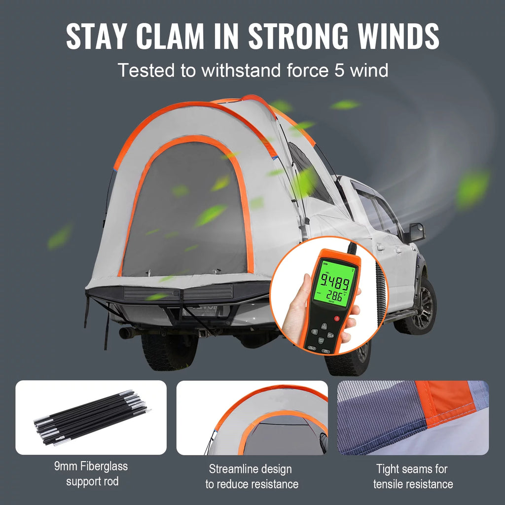 Waterproof Pickup Truck Bed Tent with Rainfly Carry Bag V44135