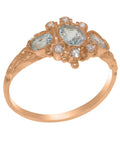 14k Rose Gold Aquamarine & Diamond Womens Promise Ring P51359
